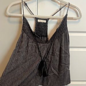 Black and pin white strip tank
